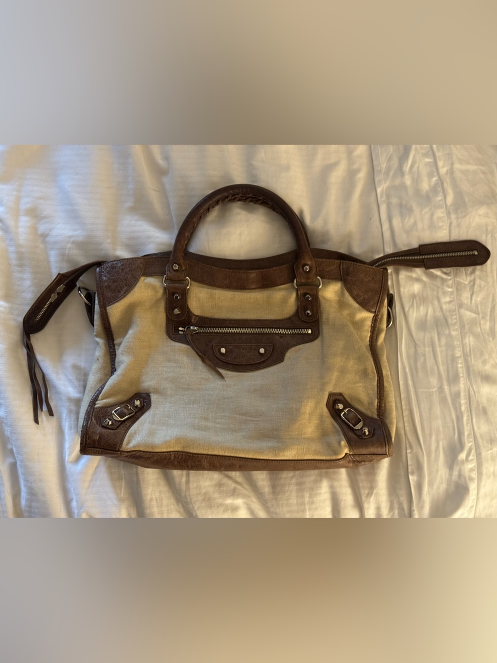 RARE 2006 Balenciaga City Bag- 2-way Linen/Chévre FULL SET - Picture 3 of 15